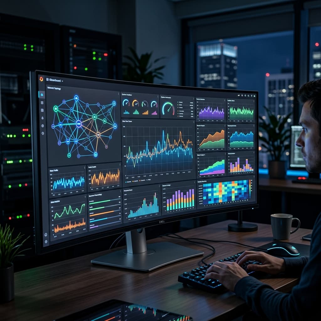 Observability dashboard showing real-time metrics