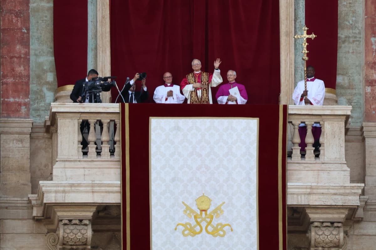 Pope Leo XIV on the loggia of St. Peter's Basilica after his election, May 8, 2025